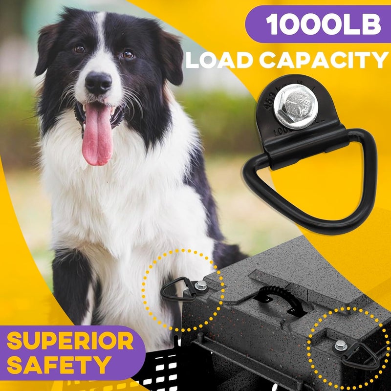Terixe 8 Pack Tie Down Kit for Ruffland Kennel - Tie Down D-Ring Kit, 1000lb Load Capacity, with Wrench - Easy Installation, Compatible with RuffLand Kennels - Ideal for Securing Your Crate in Vehicle - Image 4